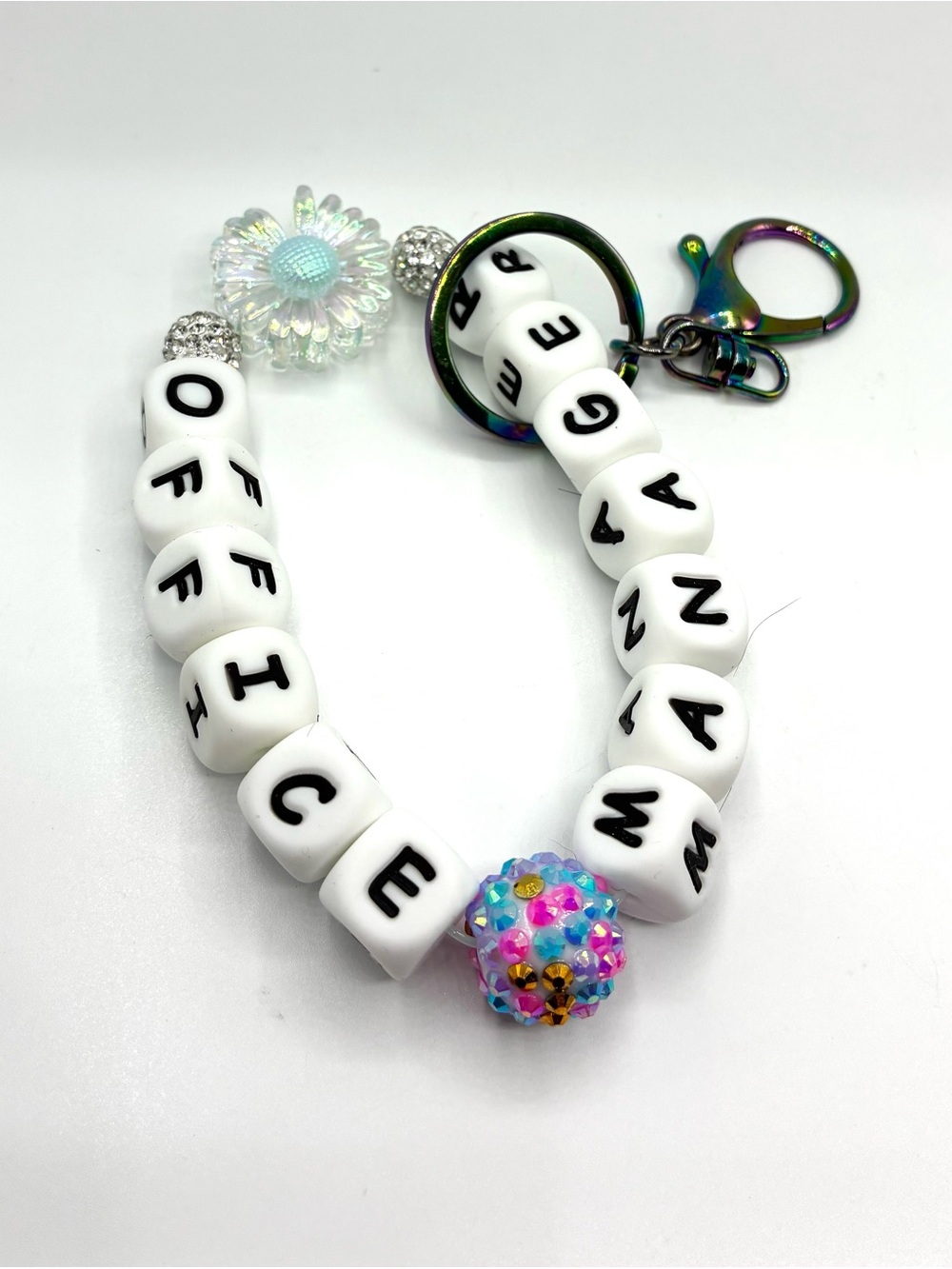 Office Manager Beaded Stretch Keychain Bracelet